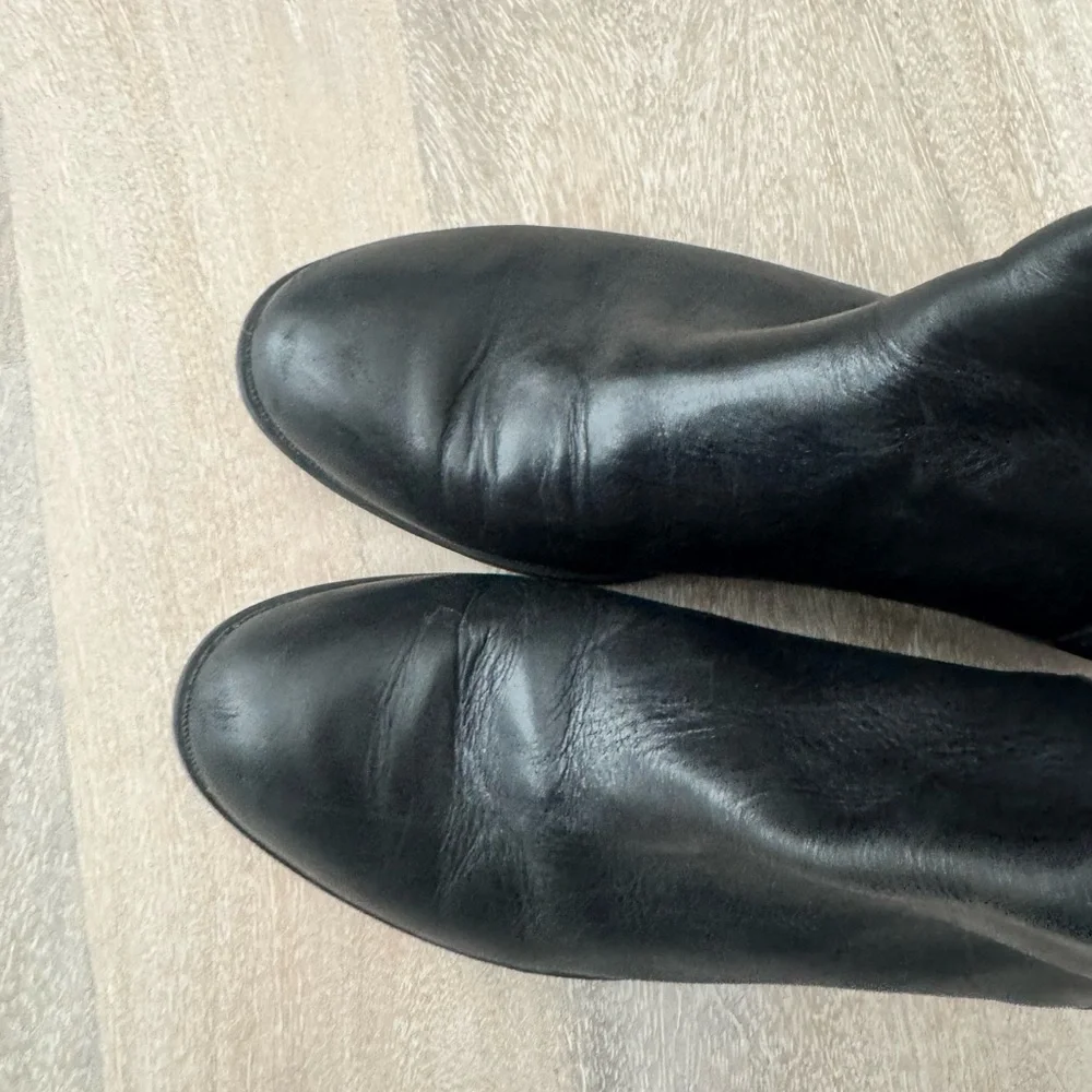 Ralph Lauren Maiya‎ Black Leather Pull On Over The Knee Riding Boots Size 6.5